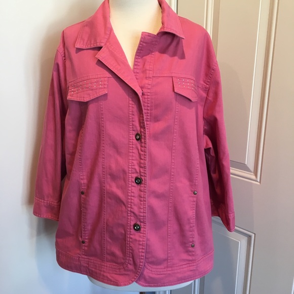 Tan Jay Jackets & Blazers - Women’s plus size Tan Jay pink jean jacket